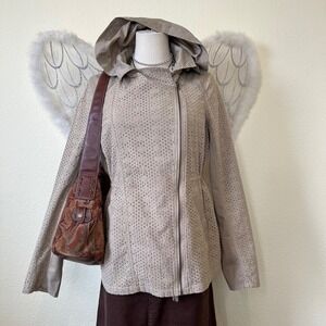 Whimsy twee boho Eyelet Hooded Utility Jacket Fairy Grunge Twilightcore 2000s